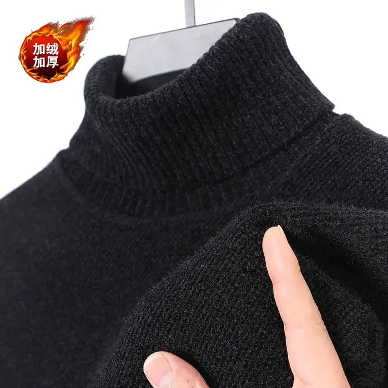 

Pop Men's Fleece Sweater Soft Thick High-Quality Comfortable Pullover Casual Half Turtleneck Thick Cold-proof Sweater Knitted Ba