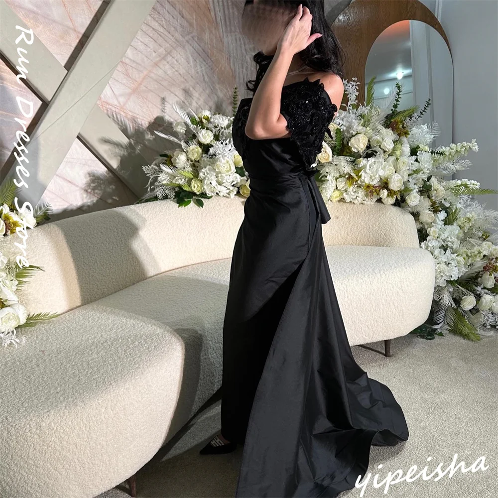 Jersey Flower Sequined Beading Ruched Graduation A-line One-shoulder Bespoke Occasion Gown Midi Dresses