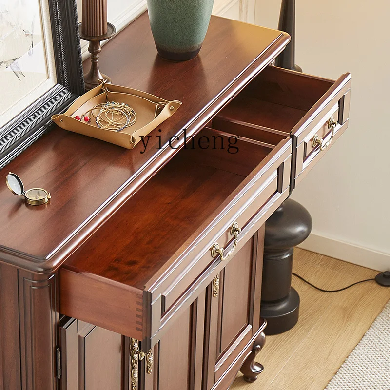

Black walnut door storage shoe rack all solid wood three-door shoe cabinet 1.2 meters into the foyer cabinet