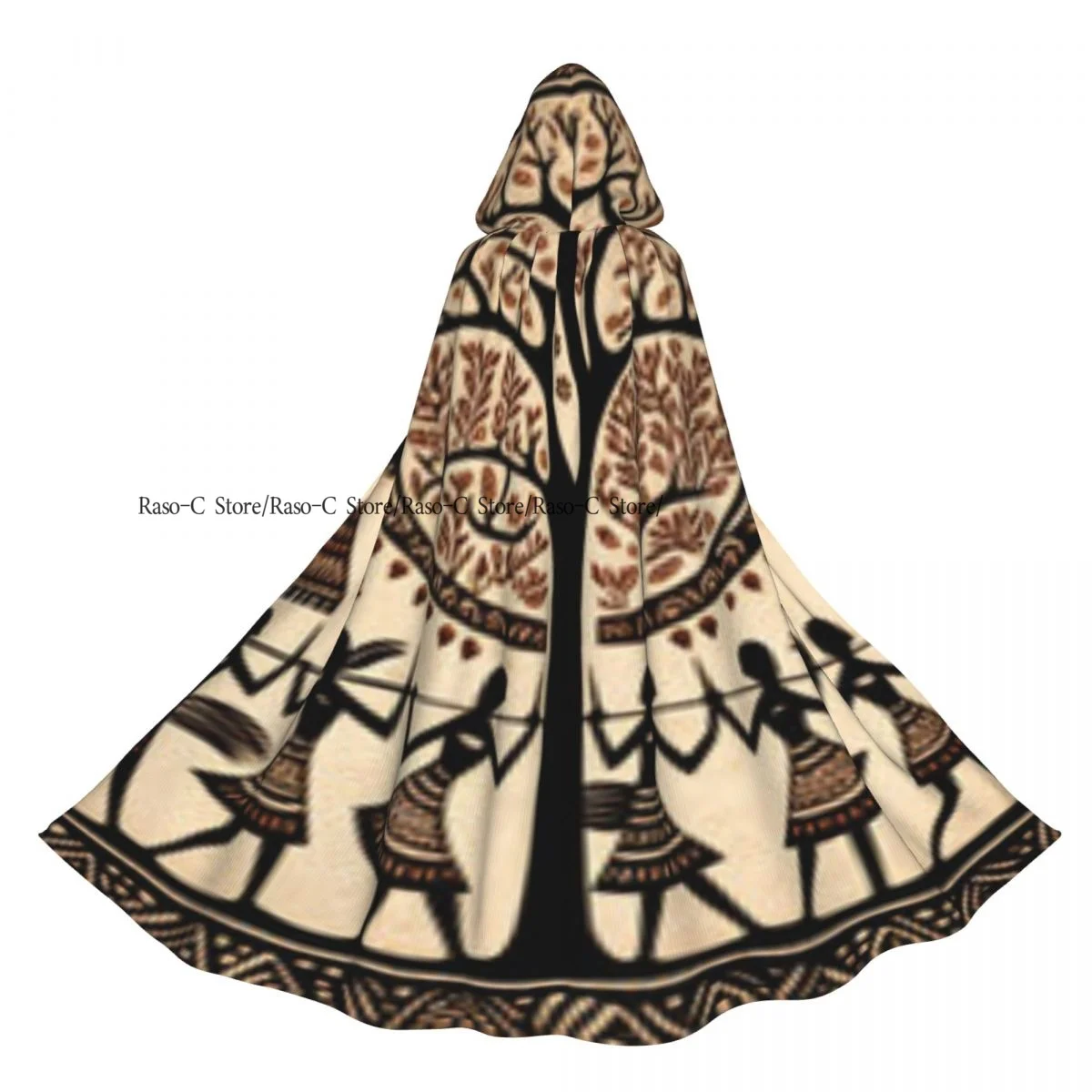 عباءة مقنعين للجنسين مع غطاء محرك السيارة شجرة الحياة عباءة مصاص دماء الساحرة كيب تأثيري حلي #3