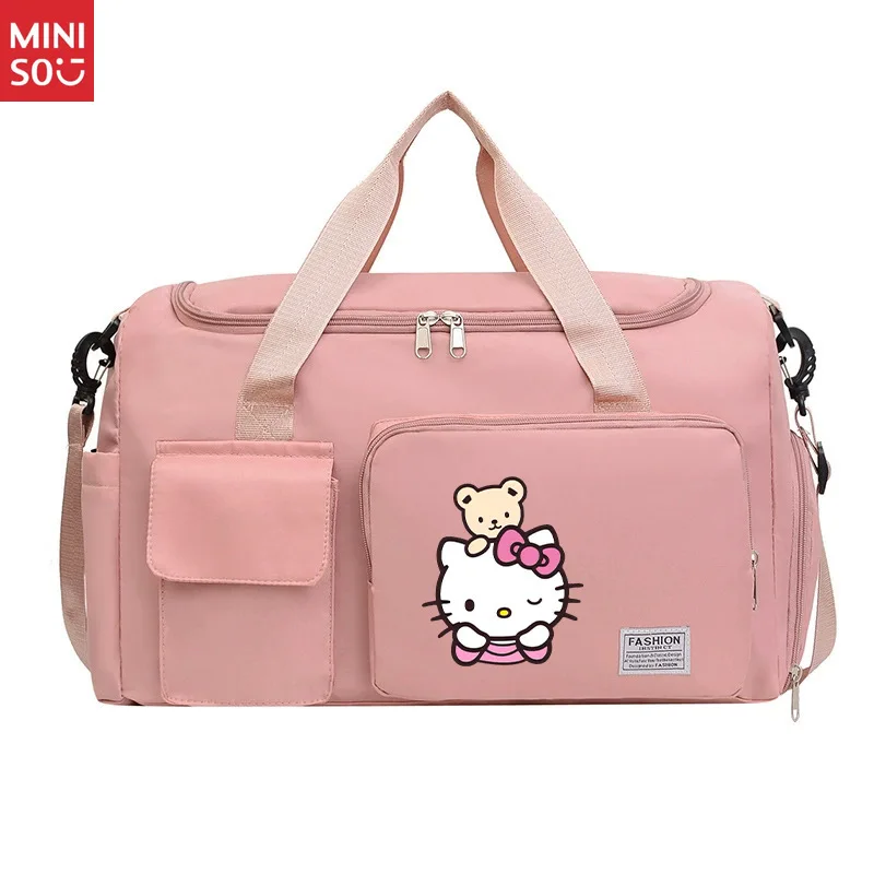 Miniso Large Cartoon Print Gym Bag with Shoe Compartment | Durable Sports Duffle & Travel Tote