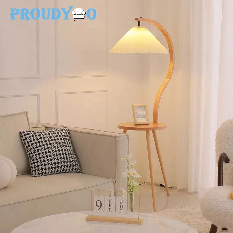 Vintage Solid Wood Floor Lamp Coffee Table Lamp Decoration Bedroom Ancient Style Coffee Tables Bedside Table Lamp Home Decor