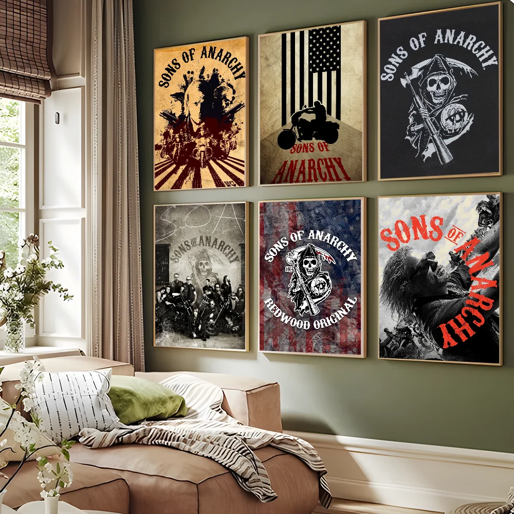 Son Of Anarchy Movie Sticky Posters Fancy Wall Sticker For Living Room Bar Decoration Vintage Decorative Painting