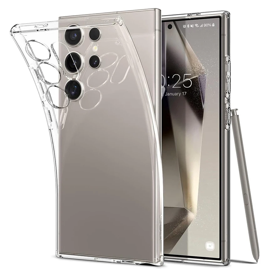 Luxury Transparent Black Silicone Case For Samsung Galaxy S24 S23 S21 FE S22 Ultra Plus Ultra Thin Soft TPU Cover S24Ultra S24+ - Image 2