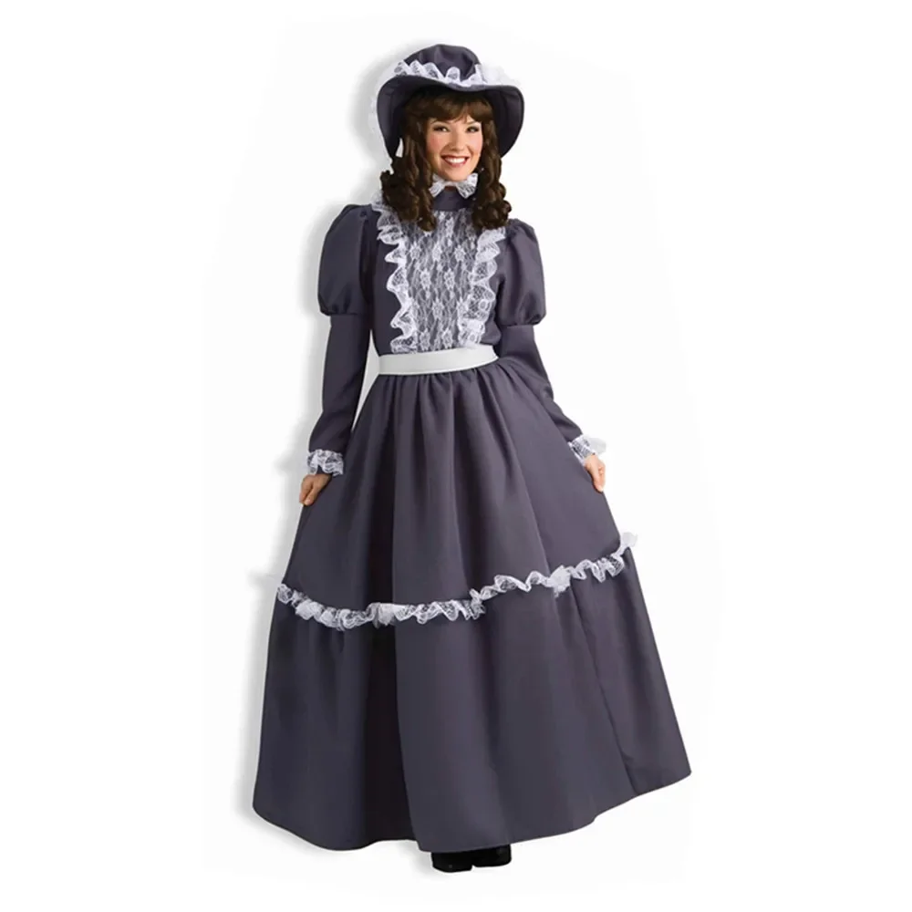 Fiesta de Halloween Susan B Anthony Prairie Lady Cosplay disfraz temático histórico pueblo Colonial granja Rural vestido de casa para mujer