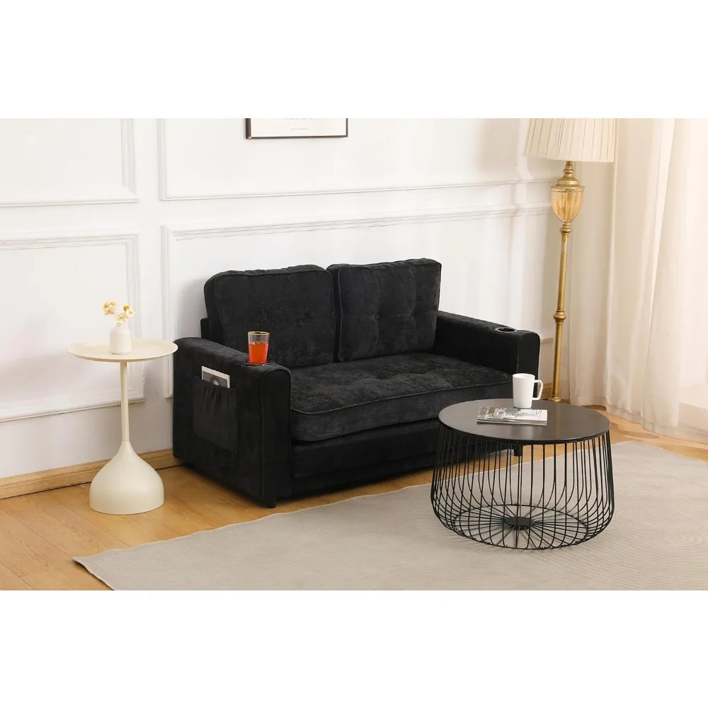 أريكة سرير مخملية قابلة للطي مع مقعد عميق وتخزين، مقعد أريكة نوم 2 في 1 لغرف المعيشة والمكاتب #3