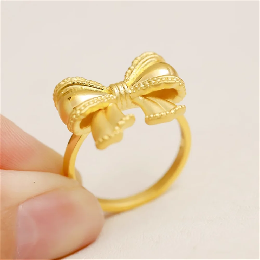 

Pure 999 24K Yellow Gold Women Lucky Butterfly Knot Ring 2.4-2.6g