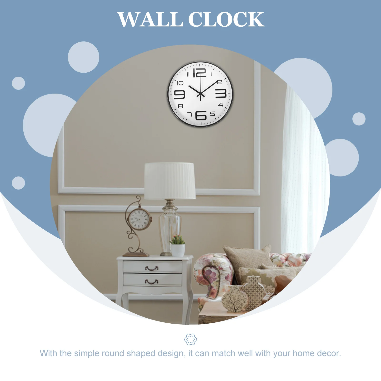

Quartz Wall Clock Operated Silent Non Ticking Round Simple Style Decorative Wall Clock Living Room Bedroom Decor