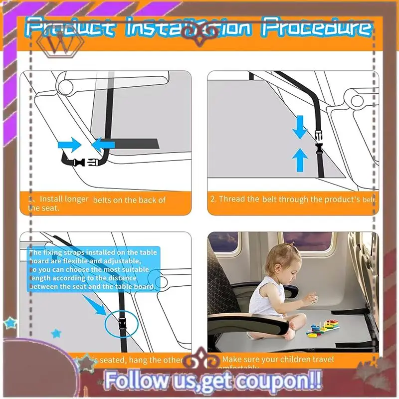 A57E-Airplane Bed For Baby Toddler Travel Bed Hammock Seat Extender Portable Footrest For Kids To Lie Down Kid Essentials Easy T