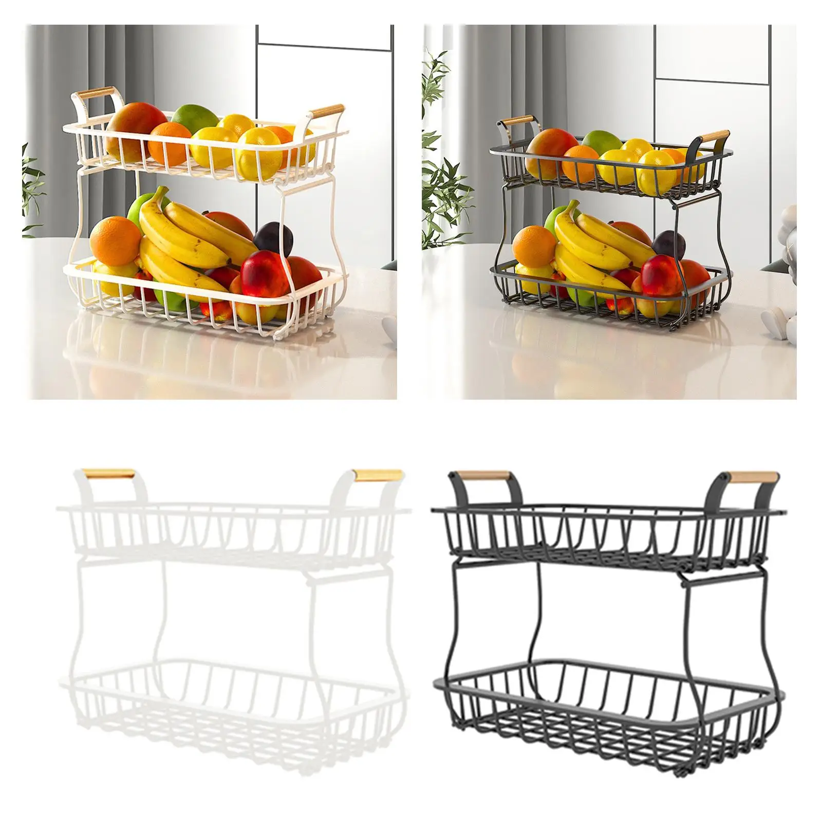 Household Fruit Basket Vegetable Holder Fruit Bowl Small Item Storage Rack Rectangle Basket Storage Holder