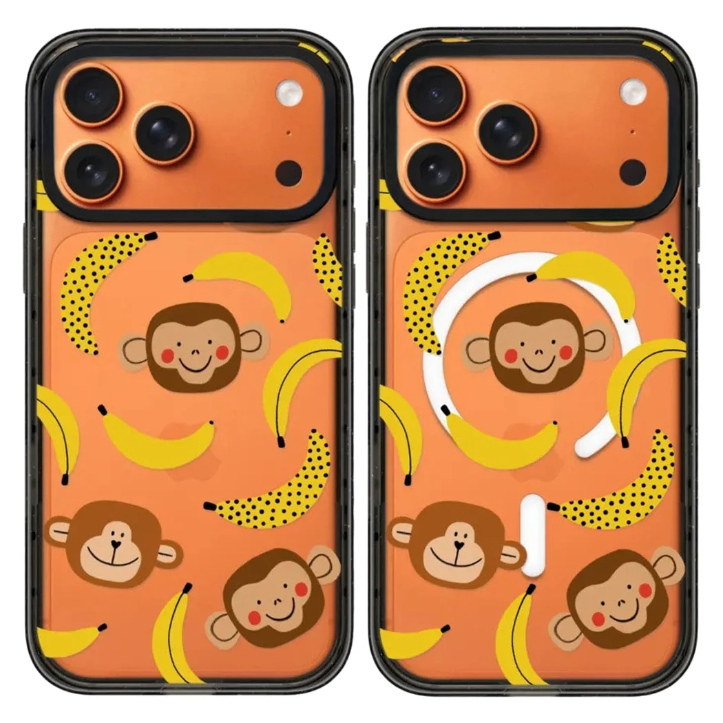 

banana monkey Acrylic Black Border Magnetic Case: Compatible with IPhone 17 16 15 14 13 12 Pro Max 17 Air