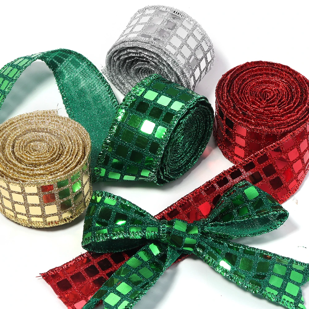 3 yards 4cm Sequins Ribbon Square Sequins Sewing Material Sequin Sewing Ribbon Wrapping Accessories Decorative Edge