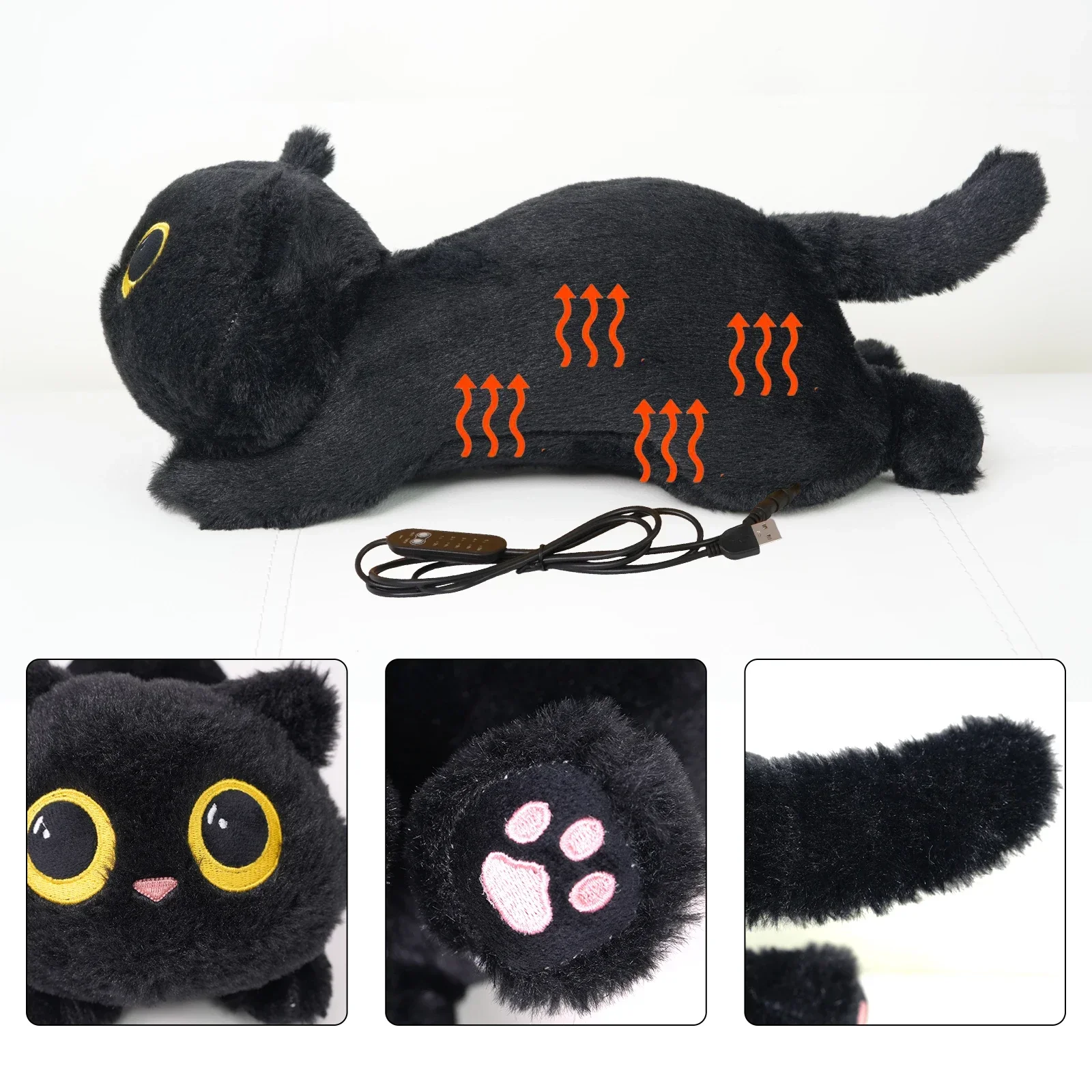 

Cute Cat USB Heated Pillow Plush Stuffed Animal Heating Pad for Neck Back Shoulder Pain Relief Comfort for Girls Adults