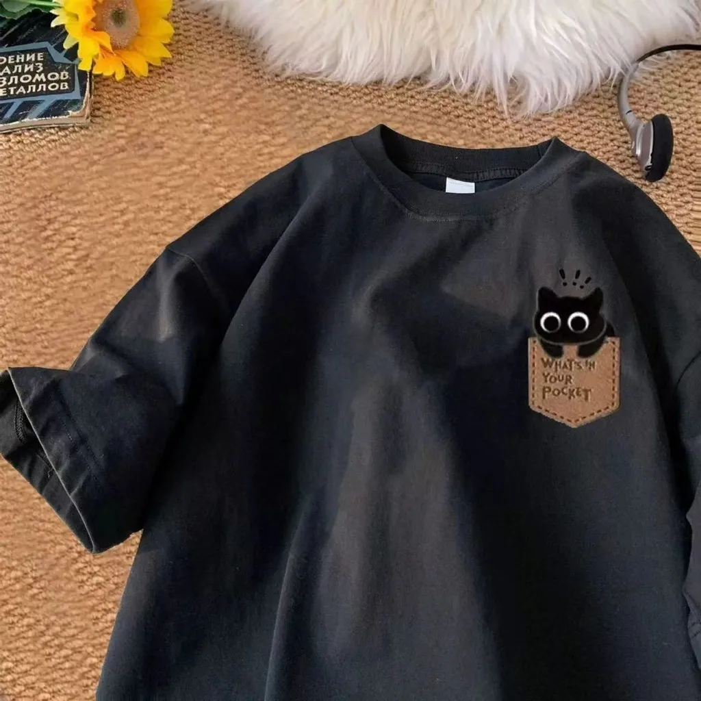 2026 Summer Fun Cartoon Retro American Vintage Casual Couple Loose Sleeve Japanese-Korean Style Short-Sleeved T-Shirt image 5