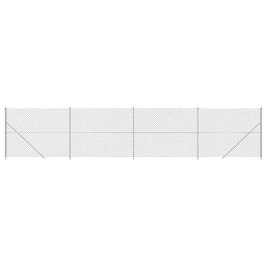 Silver Chain Link Fence with Flange - 1.6m x 10m Durable Outdoor Barrier