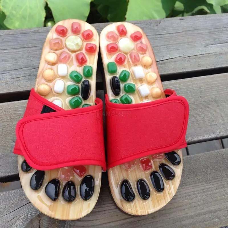 Newly Natural Pebble Stone Foot Acupuncture Point Massage Shoes Foot Massager Slippers Reflexology Care Blood Activating