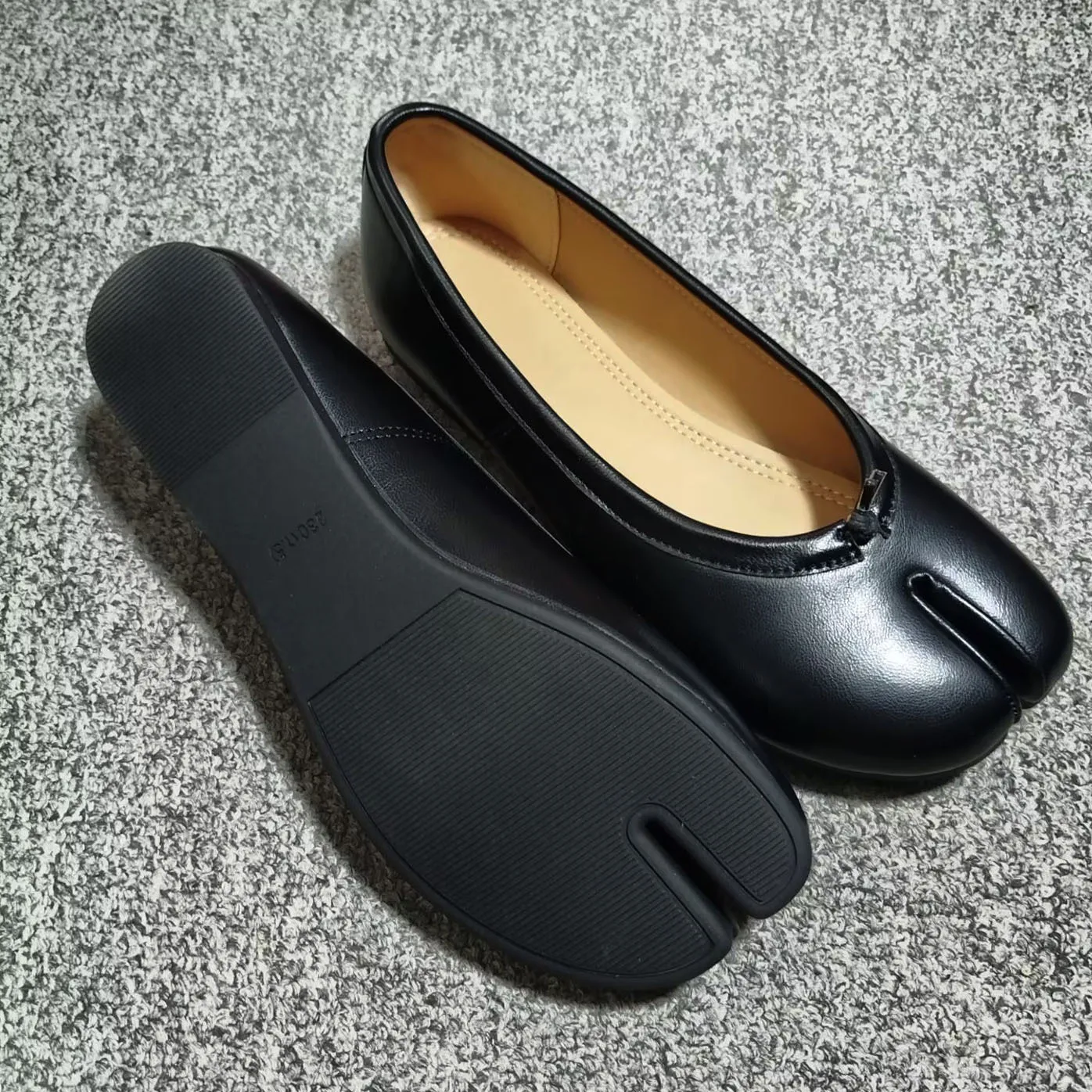 Echte Leder Tabi-Toe Ballerinas für Damen mit chinesischem Knoten, weiche Slip-On-Flachschuhe zum Gehen – Detail 35