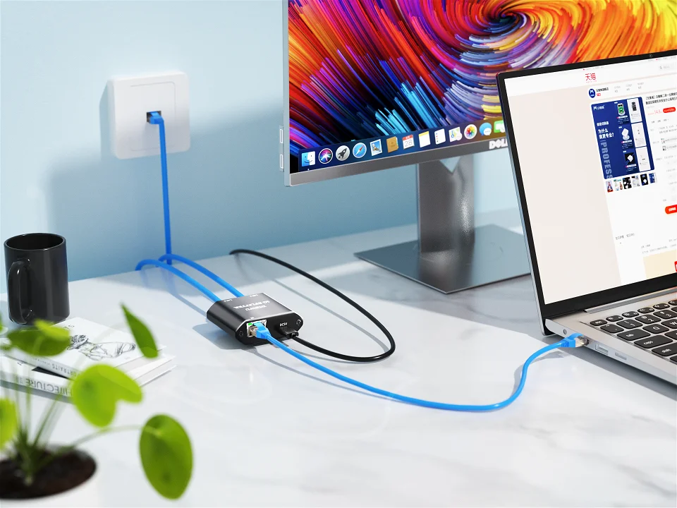 3-Port 10/100/1000 Mbit/s Unmanaged Ethernet Switch 1G Netzwerkkabelsplitter Mini Ethernet Hub Automatische Verhandlung RJ45 Aluminiumgehäuse