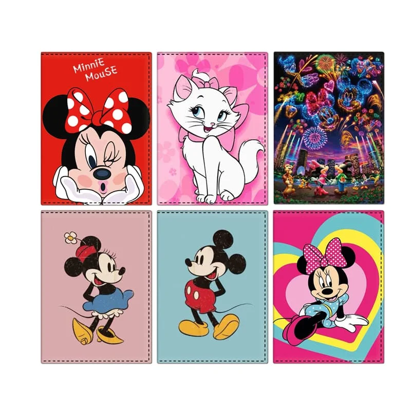 Disney Mickey etui na paszport piękny paszport podróże Minnie pokrowiec na portfel na karty kredytowe kupon paszportowy ze skóry PU