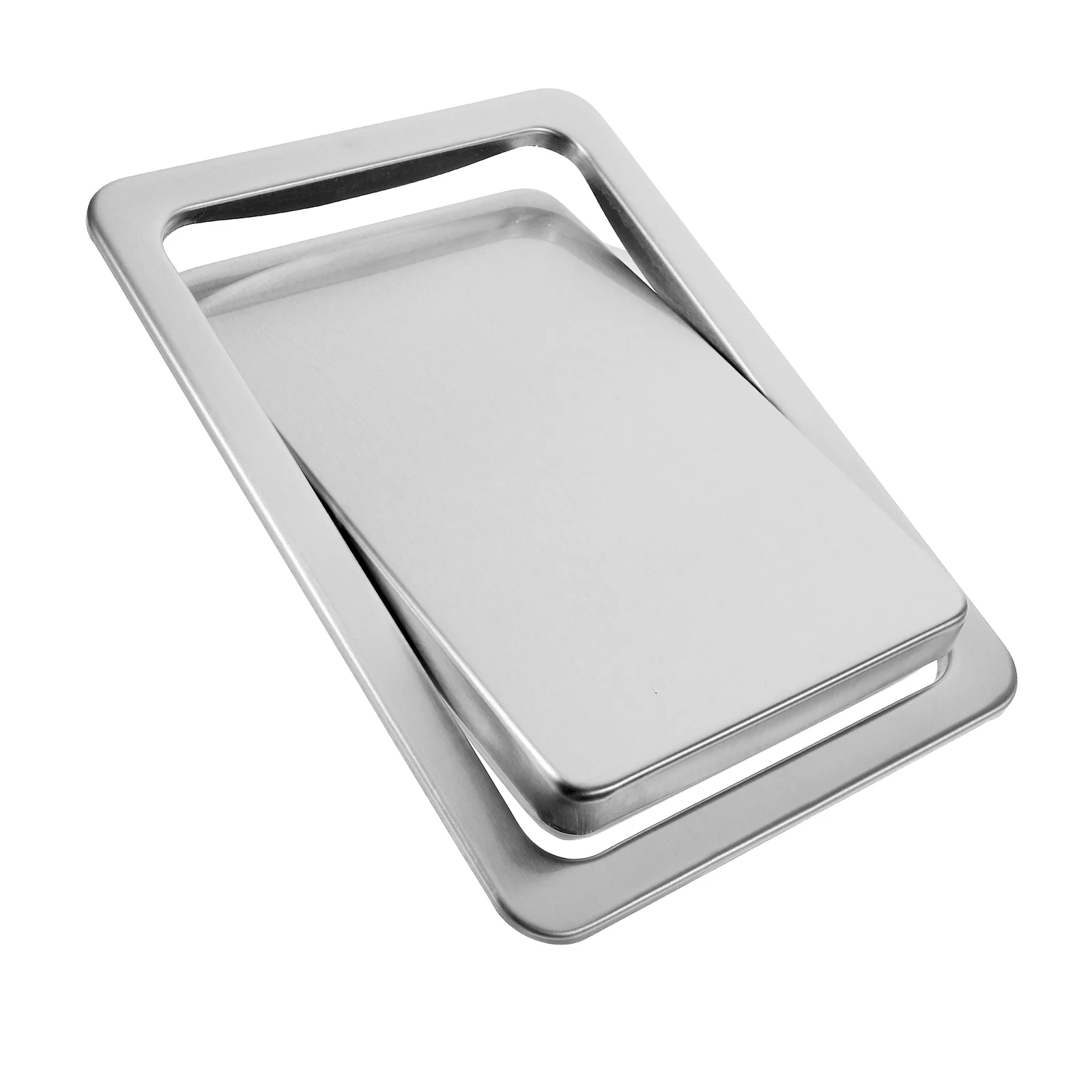 Recessed Trash Bin Cover Flush Can Lid Stainless Steel Bathroom Supply Tabletop Embedded Type Garbage Flap Tray