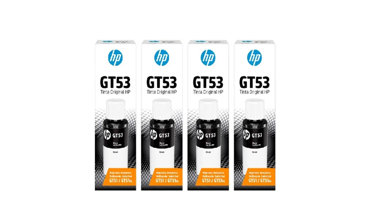 KIT 4 TINTA HP GT53 PRETO 1VV22AL ORIGINAL