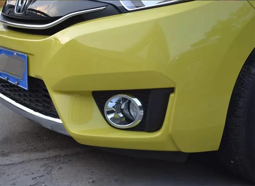 For Honda Fit Jazz 2014 to 2017 Car Front Bumper Fog Light Circle Cover Head Fog Lamp Cover Frame Exterior Accessories