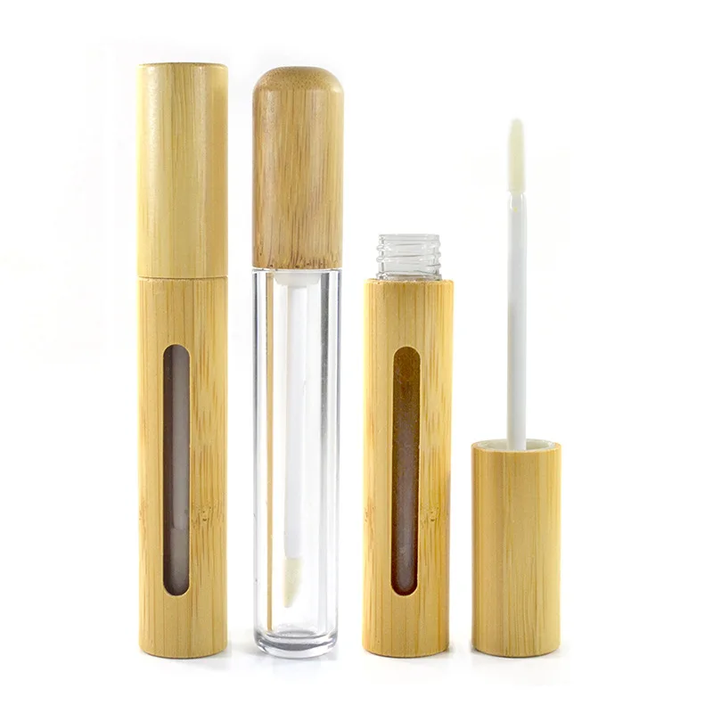 50Pcs 6ml Bamboo Container Lip Gloss Tubes Vials Bottle Lip Gloss Glaze Diy Packing Cosmetic Container