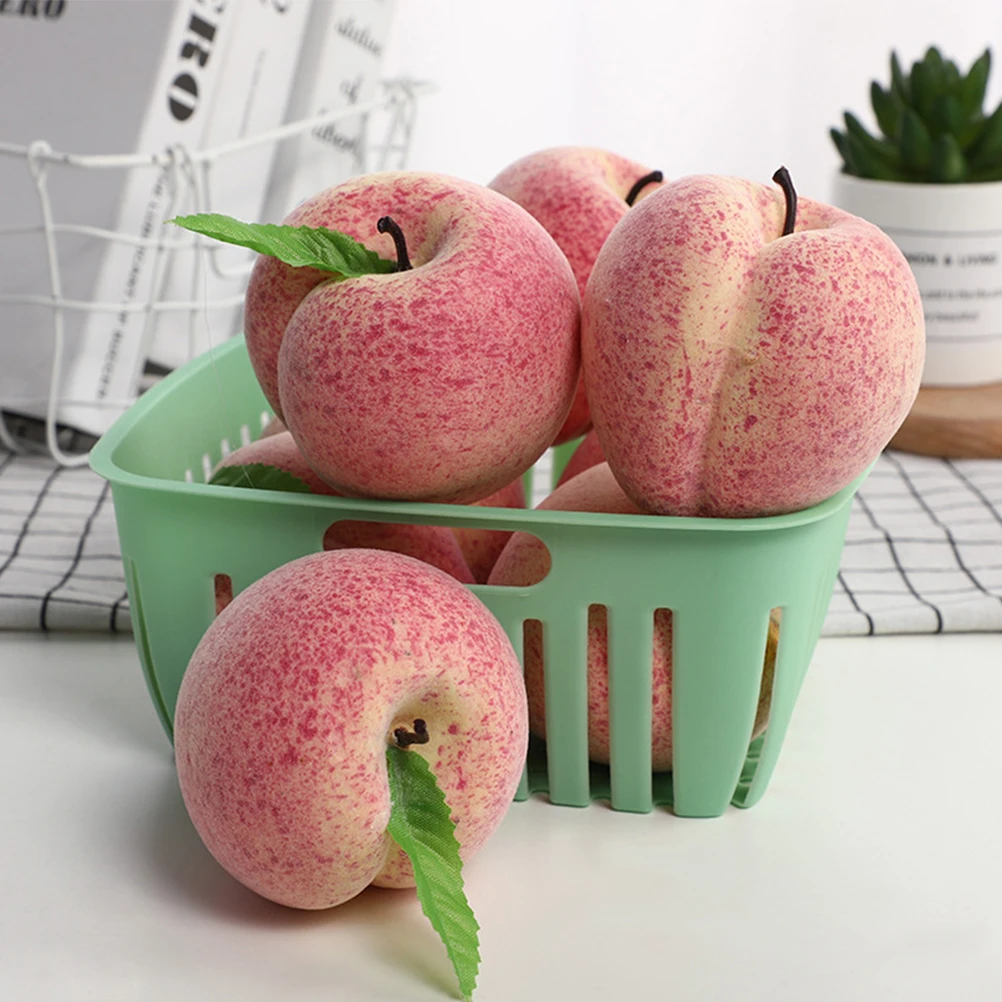 

10pcs Artificial Peach Simulation Fruit Bright Plastic Foam Decor Home Kitchen Party Photo Props Lifelike peach decorations