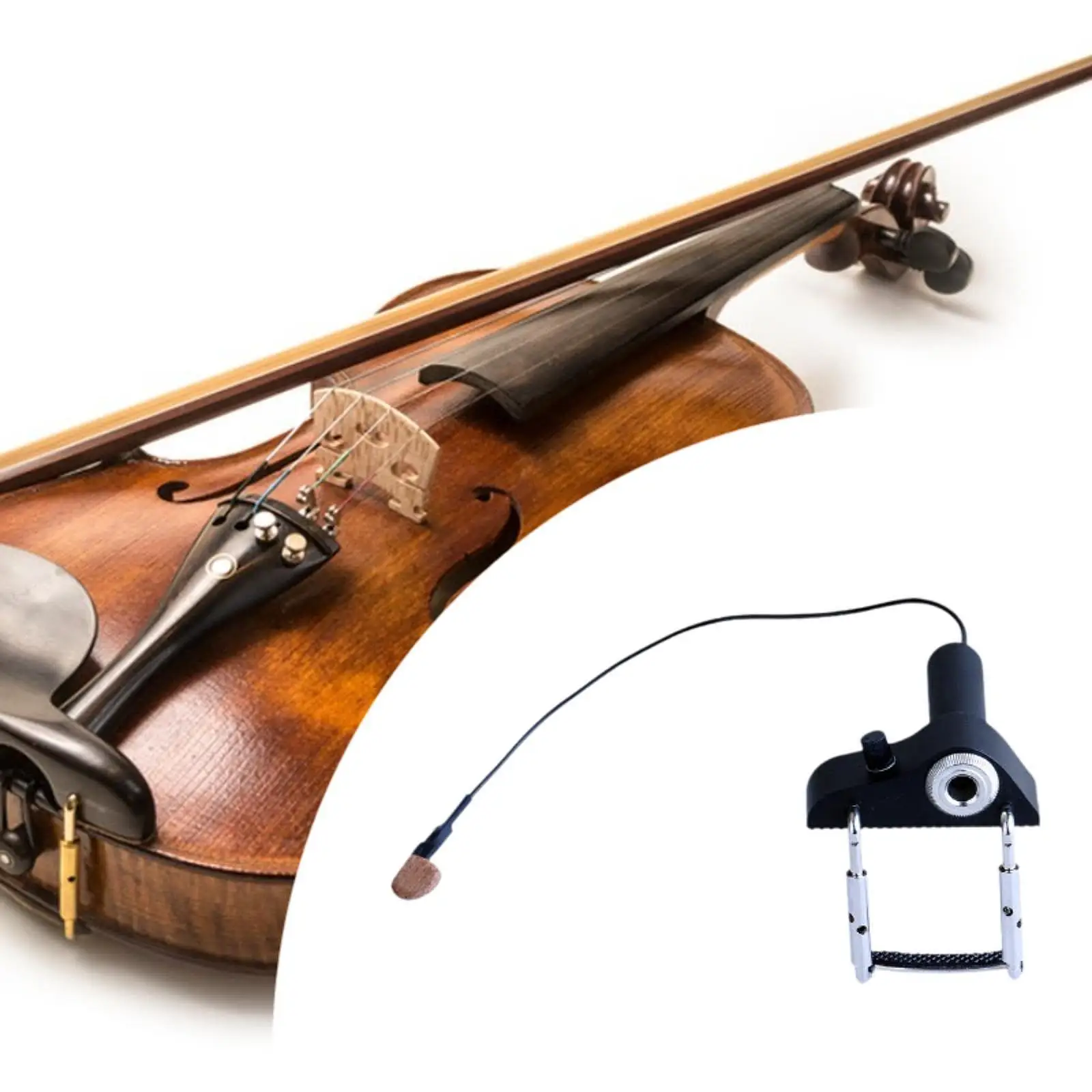 Lightweight Piezo Violin Pickup Passive Contact Microphone Bridge Mount for Practice and Live Sessions