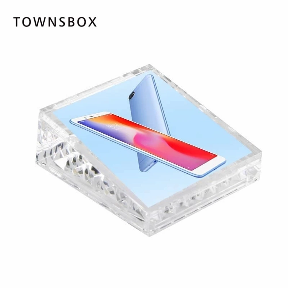 

Tag 10x10cm Price Display Acrylic Block Desk Sign Table Label Holder Merchandise Info Paper Photo Frame Card Stand