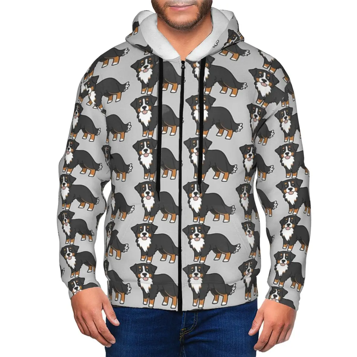 Bernese Mountain Dog. Zipper Hoodie Hip Hop Pullover Autumn Winter Men Women Sweatshirts Long Sleeve Tops