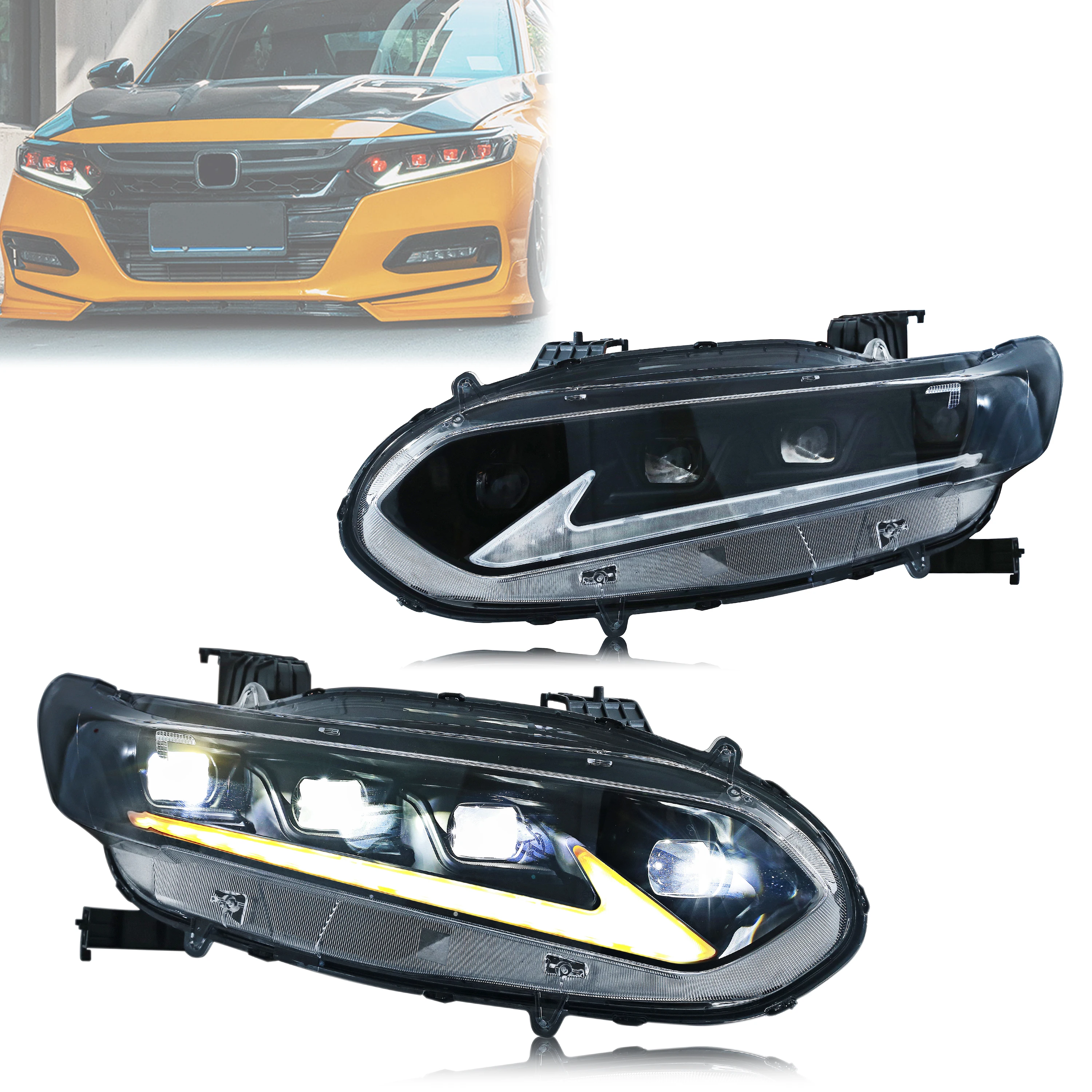 

LED Headlights for Honda Accord 10Th Gen 2018-2023 Start-up Animation Sequential Signal Demon Eyes Front Lamp Assembly