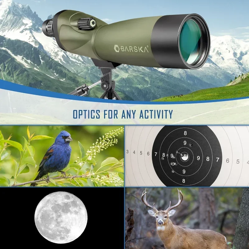 

Barska AD10350 Blackhawk 20-60x60 Waterproof Spotting Scope with Tripod & Case for Birding, Target Shooting, etc, Green