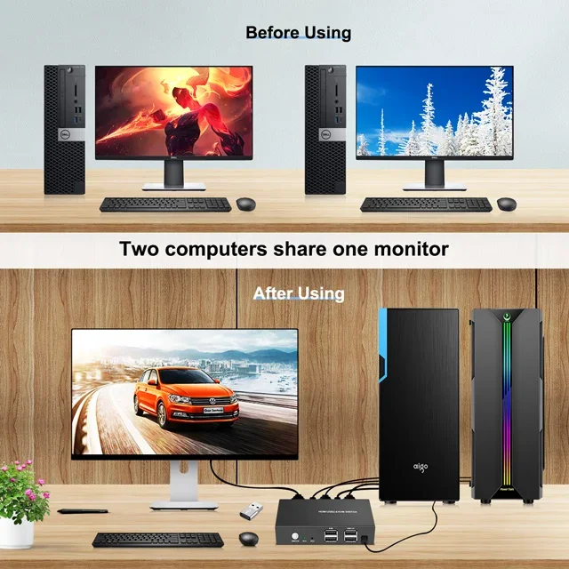 PWAY USB Kvm-switch HDMI Splitter Schalter Unterstützung 4K @ 60Hz 2 In 1 Heraus Mit USB tastatur und maus Schalter Für PC Macbook Laptop