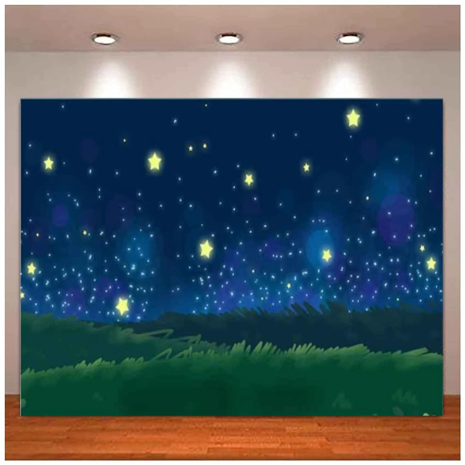 

Cartoon Photography Backdrop Fantastic Starry Sky Night Landscape Camping Themed Party Background Photo Booth Studio Props