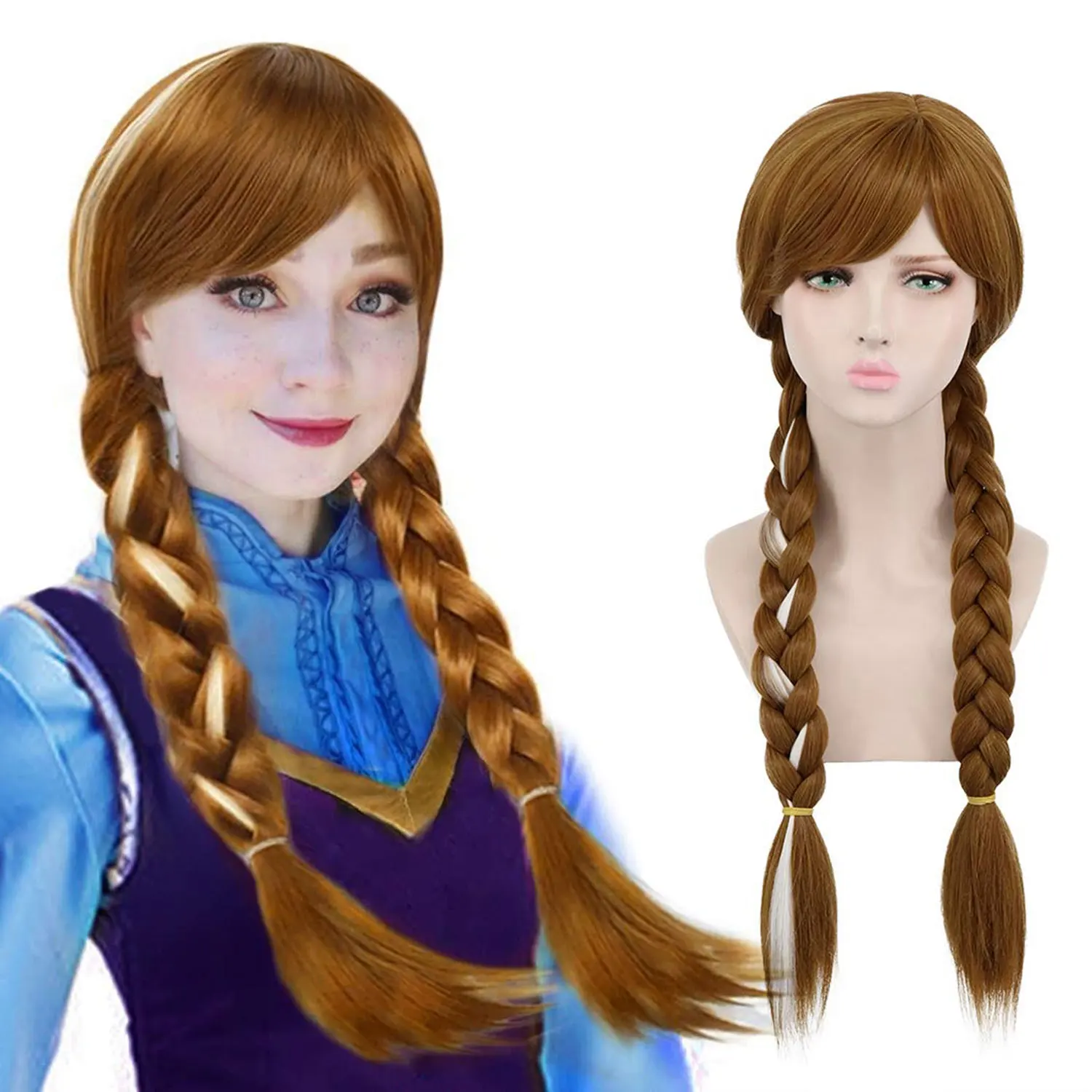 Braided Brown Cosplay Wig for Synthetic Anna Wigs Cosplay Party Wig Peluca De Princesa Princess Wig for Halloween Christmas