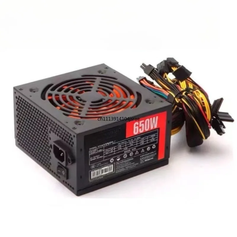 For ATX‑650W Desktop PC Power Supply, Rated 600W Silent Dual‑CPU Stable Computer Host PSU, Without AC Power Cord