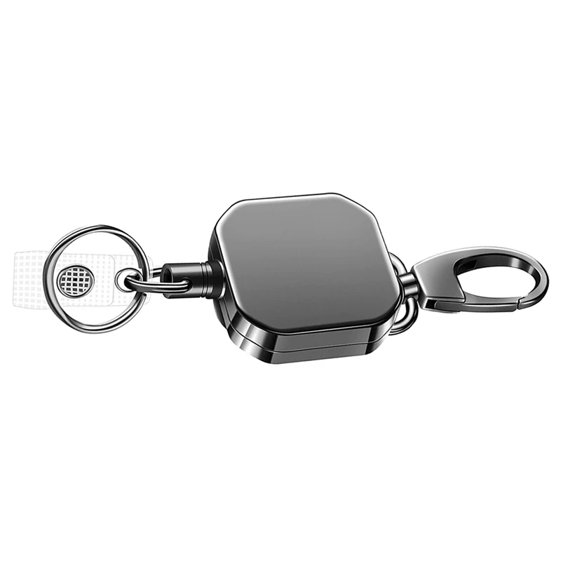 4X Heavy Duty Metal Retractable Carabiner Keychain Belt Badge Reels Clip 28.3Inch Reinforced Steel Wire Cord