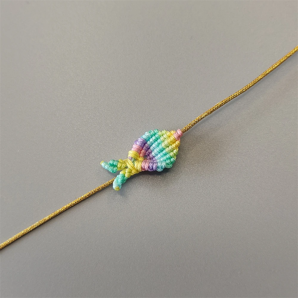 Summer Women Rainbow Tropical Colorful Gold Rope Handmade Fish Lucky Cute Whale Tail Braided Bracelet Jewelery Bestie  Gift