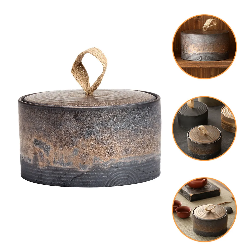 Ceramic Tea Canister Airtight Sealed Storage Jar for Loose Leaf Tea Black Scented Herbal Dust Proof Moisture Proof Kitchen Home