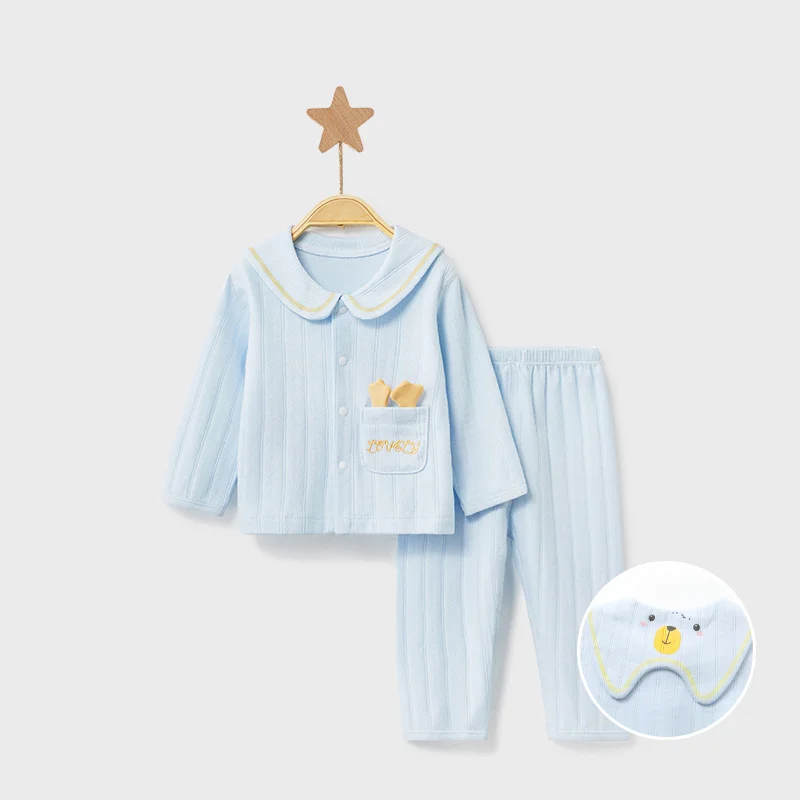 مجموعة ملابس داخلية للأطفال بيجامات قطنية ناعمة للأطفال للأولاد والبنات ملابس نوم منزلية لطيفة للربيع والخريف بأكمام طويلة ورسوم كرتونية لطيفة