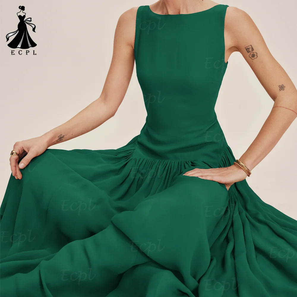 Ecpl رقبة دائرية من الساتان للحفلات الراقصة 2025 بدون أكمام بدون ظهر فستان سهرة أشرطة سباغيتي على شكل حرف a فيستدوس دي فييستا مخصصEcpl O-Neck الساتين فستان حفل حفل 2025 بلا أكمام فستان مساء بلا خلف أحزمة سباغيتي A-Line #3