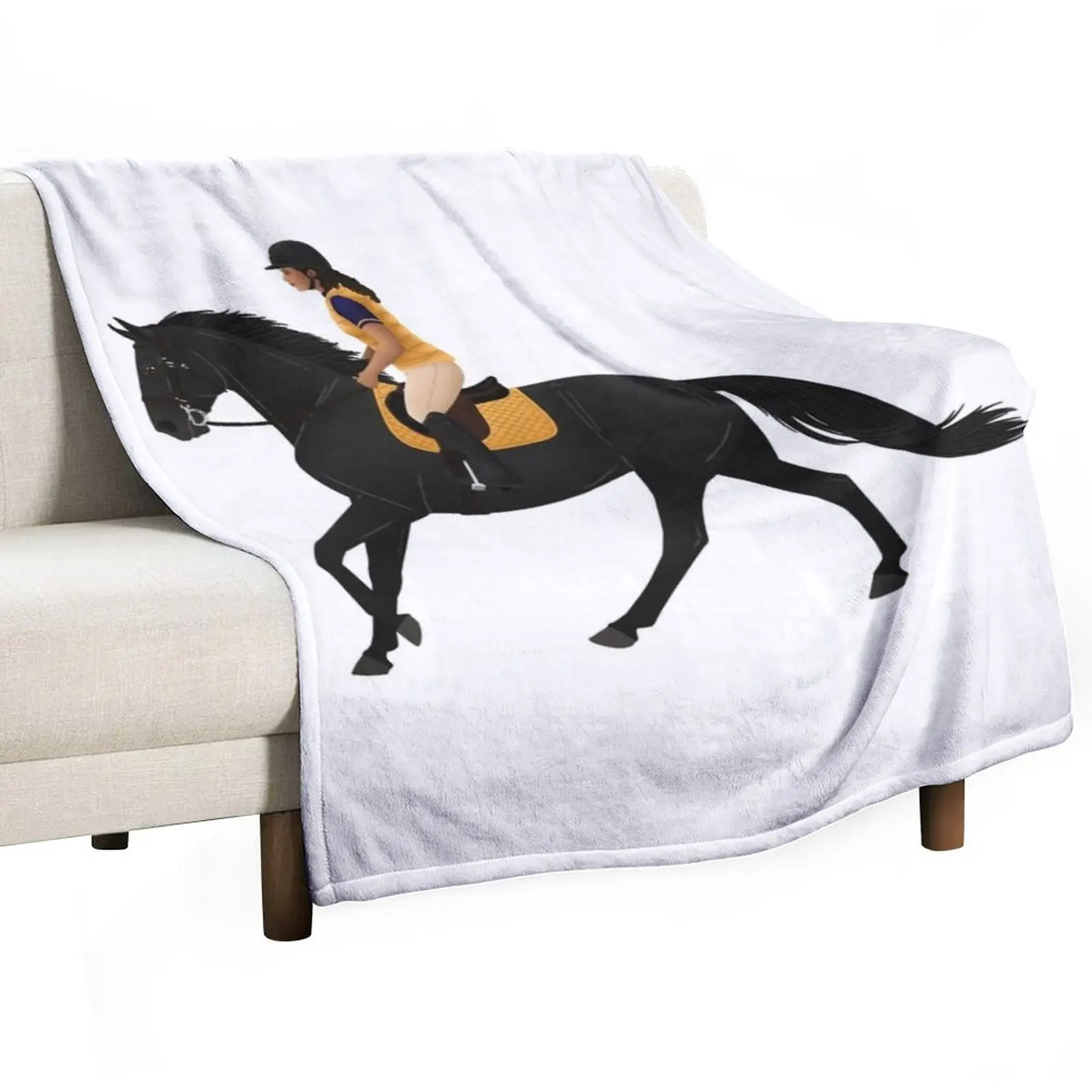 Zoe and Raven from Free Rein - Equine Rampaige Throw Blanket Decorative Throw Decorative Sofa Furry Blankets