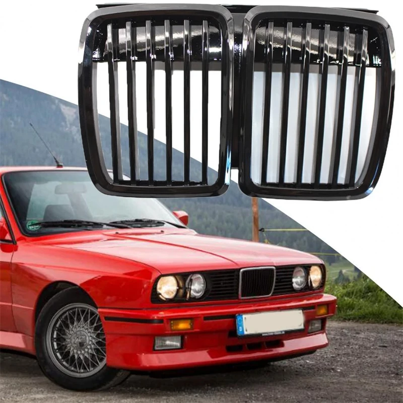 

Gloss Black Front Kidney Grille for 1982-1994 BMW E30 3-Series 325i 318is 51131884350 51131916504 51131945877