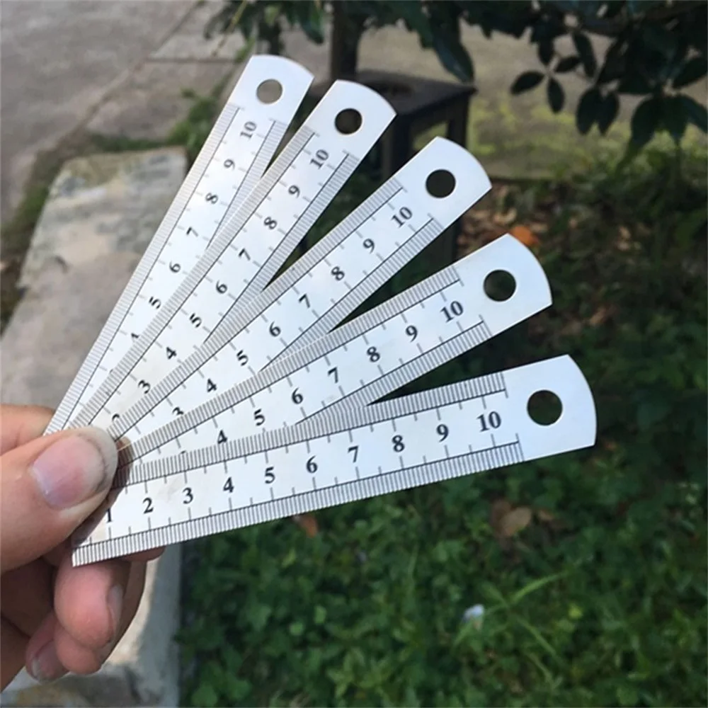 10cm Stainless Steel Metal Straight Ruler Double-Sided Measuring CM Inch Scale Student Artist Drawing Tool Office School Supply