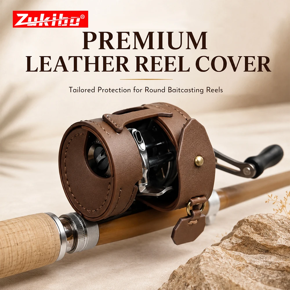 ZUKIBO Leather Baitcasting Reel Cover Drum Reel Bag for GaoTu 17 23 CQBFS CQ101 CQ31 Left Hand Fishing Reel Protector