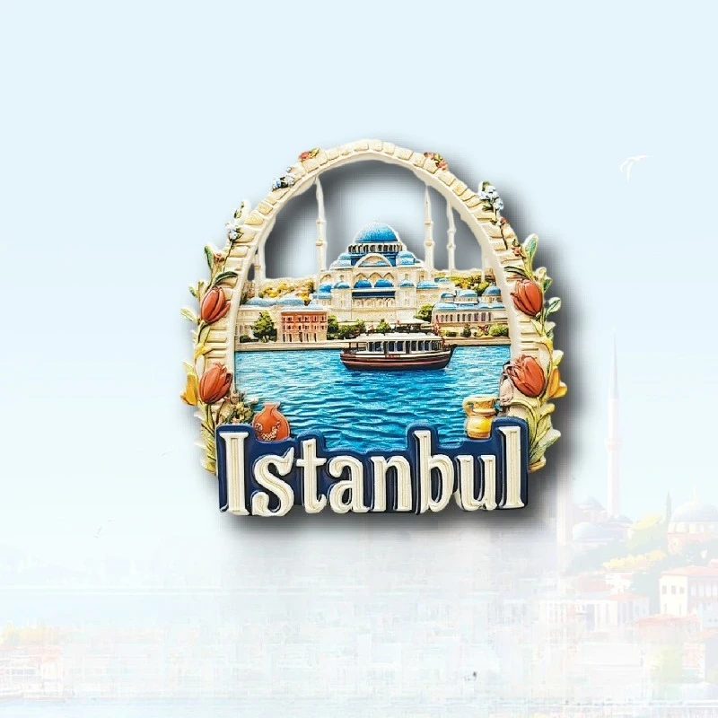 مغناطيس الثلاجة اسطنبول - تذكار سفر تركي ثلاثي الأبعاد ديكور أفق البوسفور هدية فريدة من نوعها في آسيا وأوروبا مع مغناطيس قوي #4