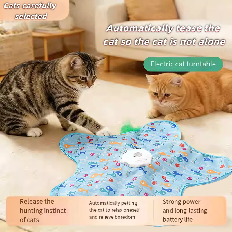 Jouet couverture de chasse pour chat avec plateau tournant automatique, bâton amusant pour chat, couverture de jeu pour animaux de compagnie, anti-ennui, jouet de dissimulation