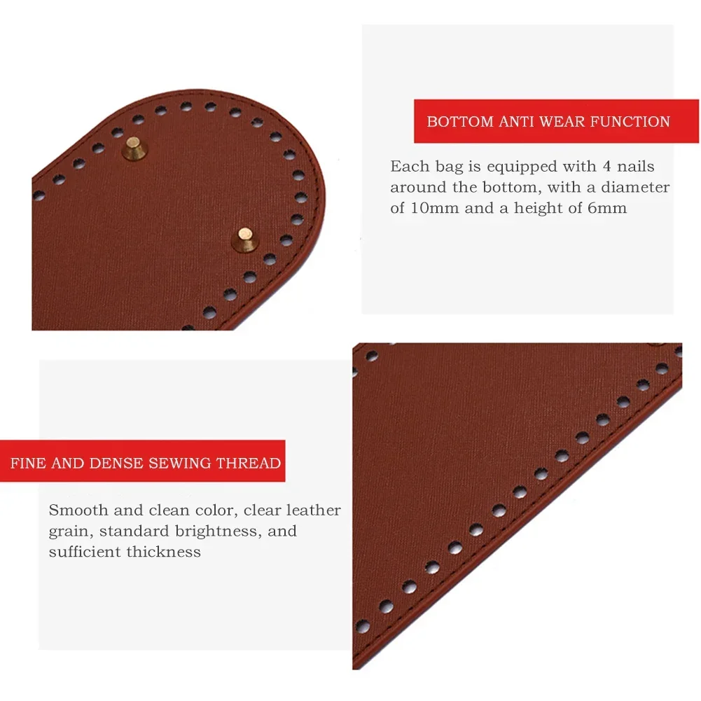 30*10cm Oval Long Leather Bottom For DIY Weaving Knitted Handbag Shoulder Handmade Bag Bottom PU leather Bag Accessories