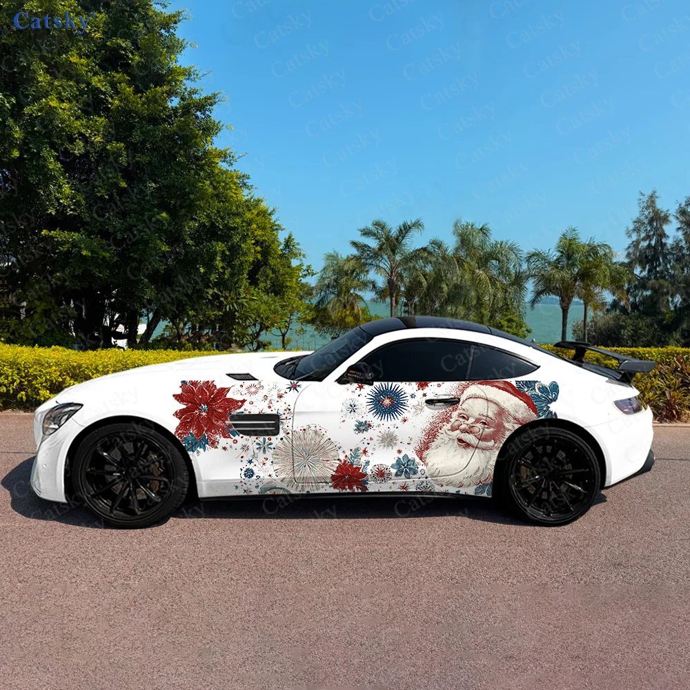 

Santa Claus Colorful Car Side Sticker Decoration, PVC Waterproof Scratch Resistant Decal, Car Protection, Auto Accessories Gift